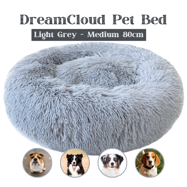 Dream Cloud Calming Bed | Light Grey (80cm - Medium dog breeds)