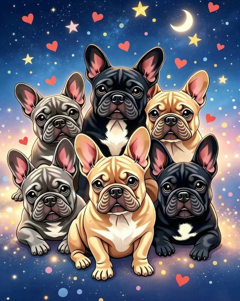 Animals Inc Starry Night Big Frenchie Dog Blanket - (150cm x 130cm)