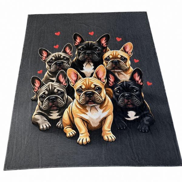 Animals Inc Studio Grey Big Frenchie Dog Blanket - (150cm x 130cm)