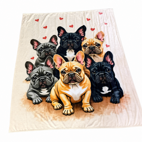Animals Inc Warm Cream Big Frenchie Dog Blanket - (150cm x 130cm)