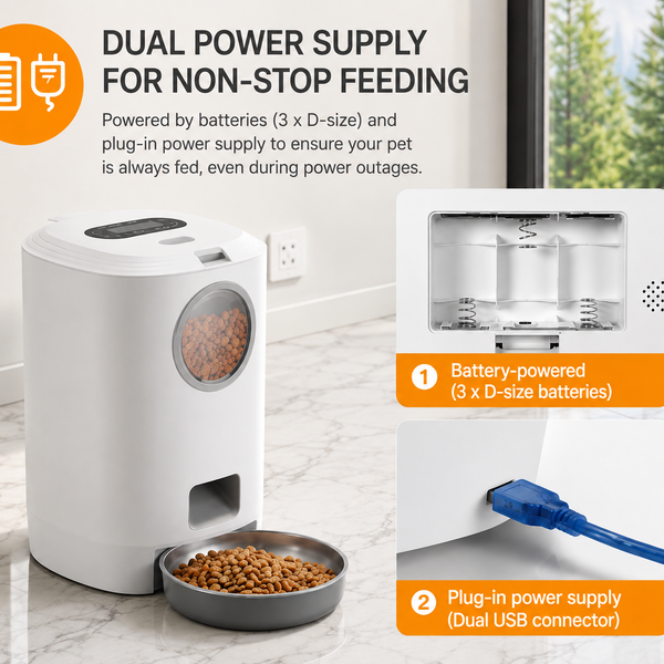 Dual Power Automatic Pet Feeder , Call them when you not home