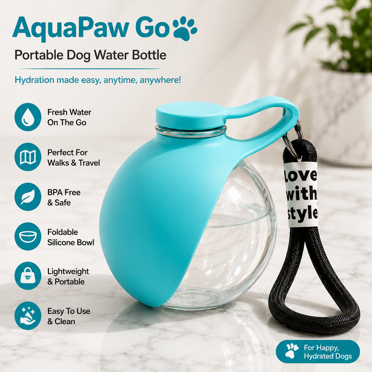 🐾 AquaPaw Go – Portable Dog Walking Water Bottle 💧
