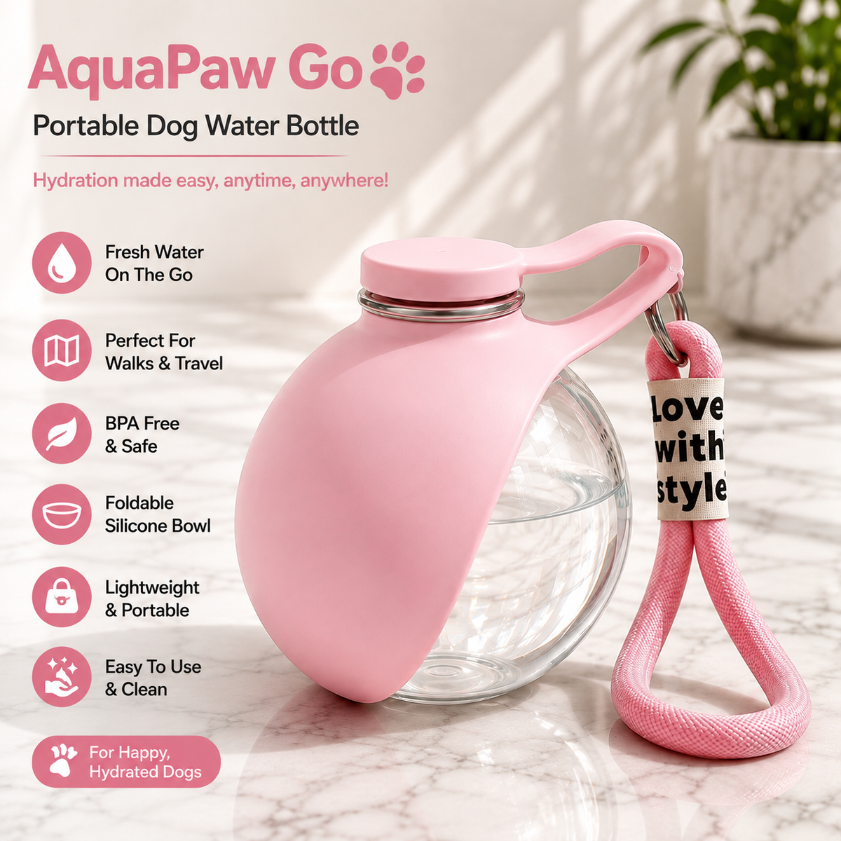 🐾 AquaPaw Go – Portable Dog Walking Water Bottle 💧