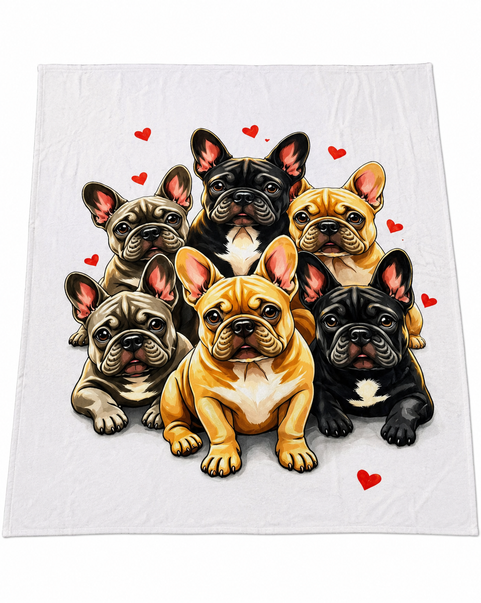 Animals Inc Light Grey Big Frenchie Dog Blanket - (150cm x 130cm)