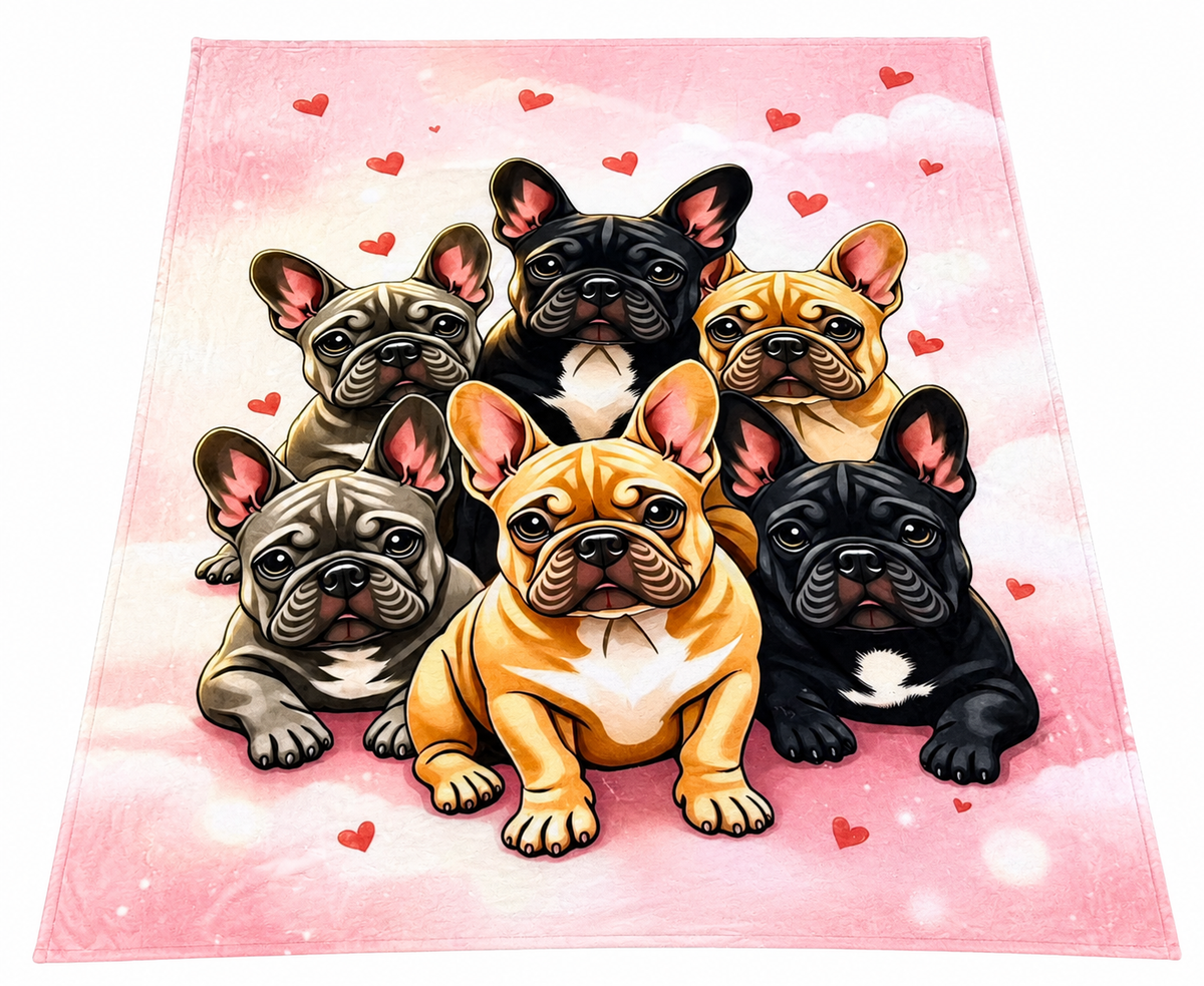 Animals Inc Sweet Pink Big Frenchie Dog Blanket - (150cm x 130cm)
