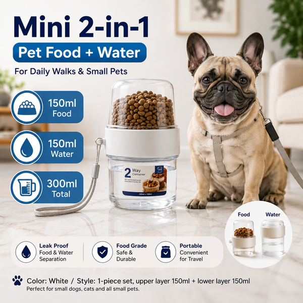 2-in-1 Travel Food & Water Bottle 🐾💧