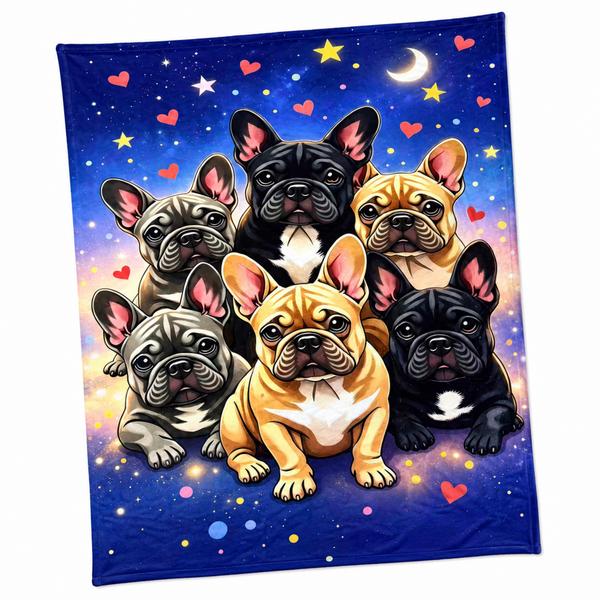 Animals Inc Starry Night Big Frenchie Dog Blanket - (150cm x 130cm)