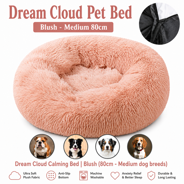 Dream Cloud Calming Bed | Blush - 80 CM ( Medium Breeds )