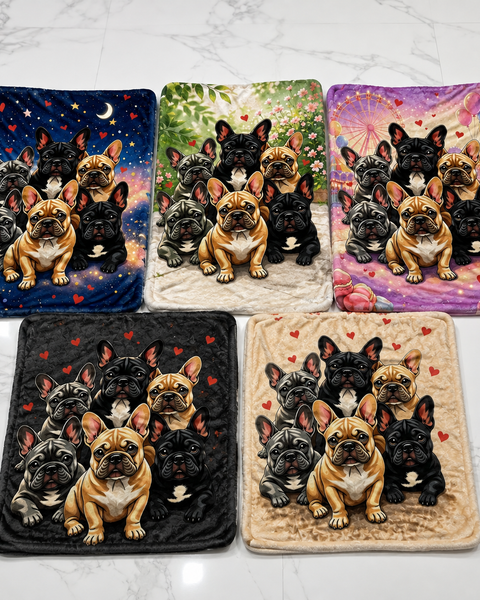 Animals Inc Light Grey Big Frenchie Dog Blanket - (150cm x 130cm)
