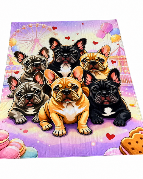 Animals Inc Carnival Fairground Big Frenchie Dog Blanket - (150cm x 130cm)