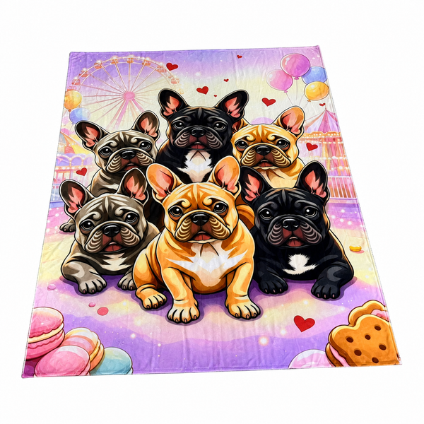 Animals Inc Carnival Fairground Big Frenchie Dog Blanket - (150cm x 130cm)