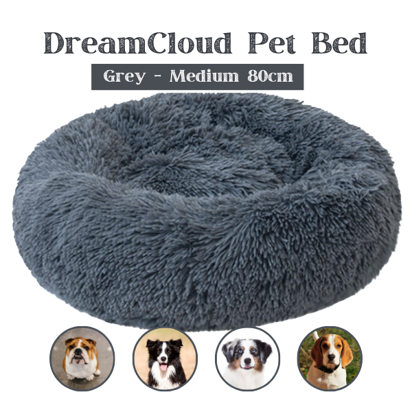 Dream Cloud Calming Bed | Grey (80cm - Medium dog breeds)
